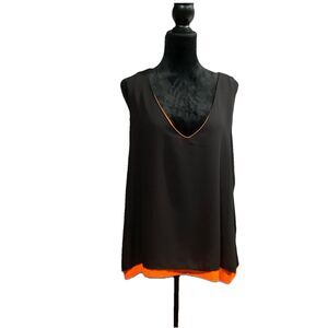 Marianne Women Top Two Layer Black Over Orange Size 3 X